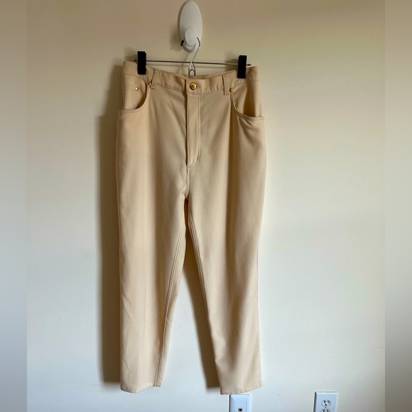 VTG Christian Dior Boutique flat front virgin wool blend cream pants US … - Picture 1 of 15